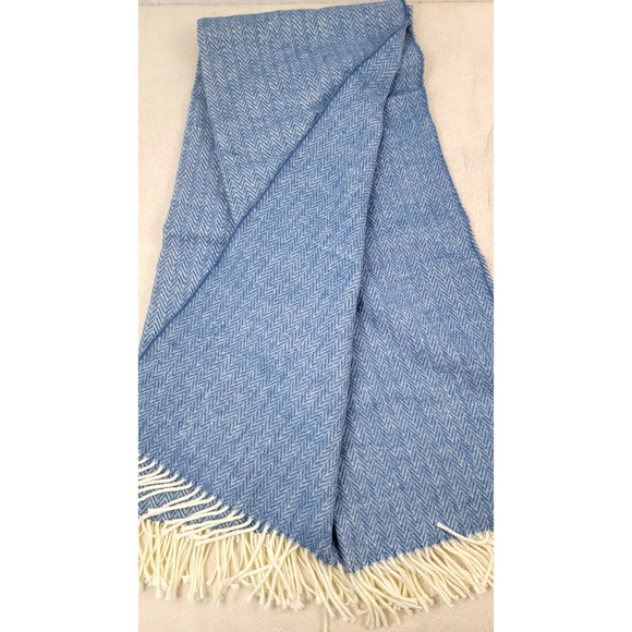 Nido Notte Italia Blue Herringbone Oversized Throw Blanket 51x67 Made in Italy - Picture 5 of 7
